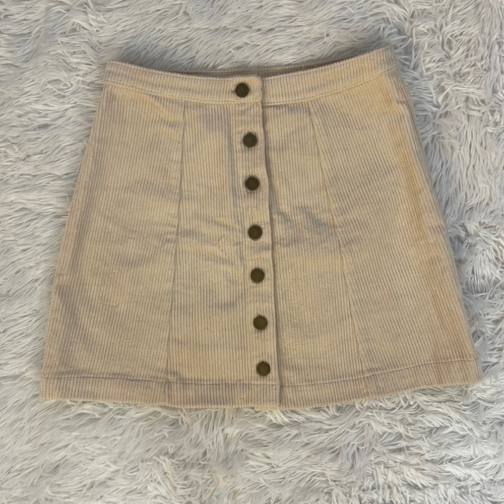 Forever 21 Corduroy Button Down, Cream Mini Skirt